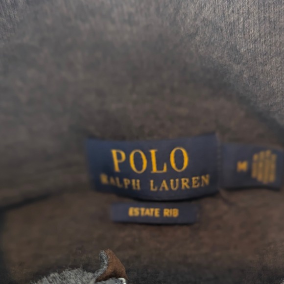 Polo Ralph Lauren Men Gray Estate Rib 1/4 Zip Pullover Sweater Size M Flesh Pony - Picture 10 of 11